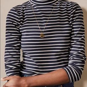 Women’s Boden - Essential Roll Neck Tee - Navy/White - Size L - New with tags!
